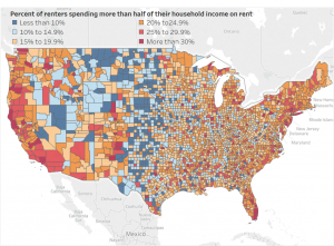 where renters spend more of their income on rent